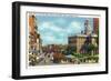 Hartford, Connecticut - Main Street View of State Street and Old State House-Lantern Press-Framed Art Print