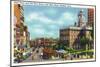 Hartford, Connecticut - Main Street View of State Street and Old State House-Lantern Press-Mounted Art Print