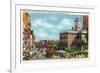 Hartford, Connecticut - Main Street View of State Street and Old State House-Lantern Press-Framed Premium Giclee Print