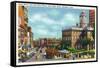 Hartford, Connecticut - Main Street View of State Street and Old State House-Lantern Press-Framed Stretched Canvas