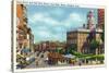 Hartford, Connecticut - Main Street View of State Street and Old State House-Lantern Press-Stretched Canvas