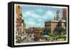 Hartford, Connecticut - Main Street View of State Street and Old State House-Lantern Press-Framed Stretched Canvas