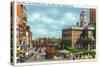 Hartford, Connecticut - Main Street View of State Street and Old State House-Lantern Press-Stretched Canvas