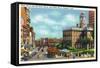 Hartford, Connecticut - Main Street View of State Street and Old State House-Lantern Press-Framed Stretched Canvas