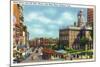 Hartford, Connecticut - Main Street View of State Street and Old State House-Lantern Press-Mounted Art Print