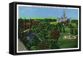 Hartford, Connecticut - View of the State Capitol Grounds, Memorial Arch-Lantern Press-Framed Stretched Canvas