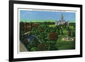 Hartford, Connecticut - View of the State Capitol Grounds, Memorial Arch-Lantern Press-Framed Premium Giclee Print