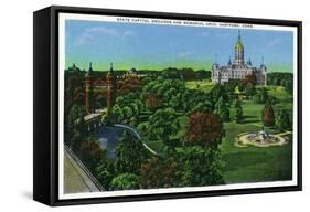 Hartford, Connecticut - View of the State Capitol Grounds, Memorial Arch-Lantern Press-Framed Stretched Canvas