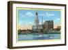 Hartford, Connecticut, View of the Travelers Building from across the CT River-Lantern Press-Framed Art Print