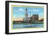 Hartford, Connecticut, View of the Travelers Building from across the CT River-Lantern Press-Framed Art Print