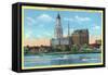 Hartford, Connecticut, View of the Travelers Building from across the CT River-Lantern Press-Framed Stretched Canvas