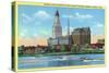 Hartford, Connecticut, View of the Travelers Building from across the CT River-Lantern Press-Stretched Canvas