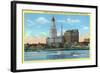 Hartford, Connecticut, View of the Travelers Building from across the CT River-Lantern Press-Framed Art Print