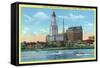 Hartford, Connecticut, View of the Travelers Building from across the CT River-Lantern Press-Framed Stretched Canvas