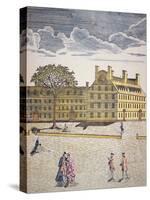 Harvard College, Cambridge, Massachusetts C.1740 (Colour Litho)-American-Stretched Canvas