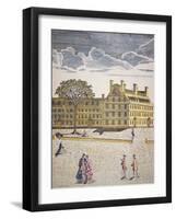 Harvard College, Cambridge, Massachusetts C.1740 (Colour Litho)-American-Framed Giclee Print