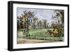 Harvard College in Cambridge, Massachusetts, 1870s-null-Framed Giclee Print