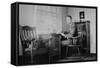 Harvard Grad Student Studies as His Desk, Ca. 1938-null-Framed Stretched Canvas
