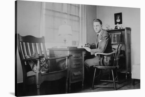 Harvard Grad Student Studies as His Desk, Ca. 1938-null-Stretched Canvas