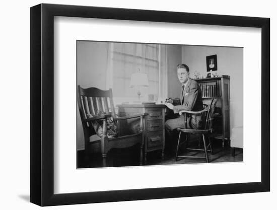 Harvard Grad Student Studies as His Desk, Ca. 1938-null-Framed Photographic Print