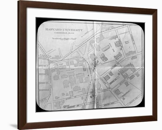 Harvard University Campus Map, Cambridge, Massachusetts, USA, Late 19th or Early 20th Century-null-Framed Giclee Print