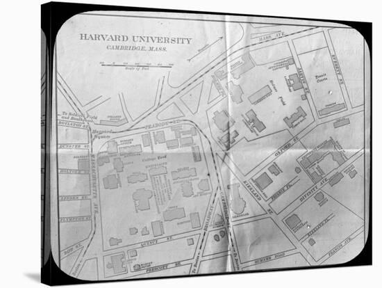 Harvard University Campus Map, Cambridge, Massachusetts, USA, Late 19th or Early 20th Century-null-Stretched Canvas