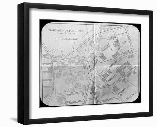 Harvard University Campus Map, Cambridge, Massachusetts, USA, Late 19th or Early 20th Century-null-Framed Giclee Print