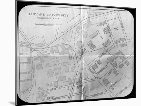 Harvard University Campus Map, Cambridge, Massachusetts, USA, Late 19th or Early 20th Century-null-Mounted Giclee Print