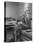 Harvard University Professor Christopher Dawson Sitting in His Study-Dmitri Kessel-Stretched Canvas