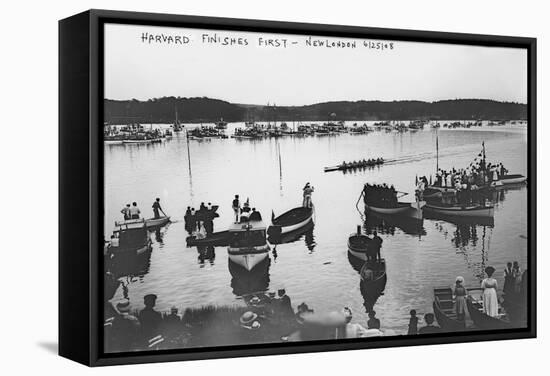 Harvard vs. Yale Rowing Crew Race Photograph - New London, CT-Lantern Press-Framed Stretched Canvas