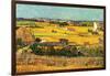 Harvest at La Crau with Montmajour in the Background-Vincent van Gogh-Framed Art Print