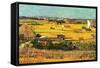 Harvest at La Crau with Montmajour in the Background-Vincent van Gogh-Framed Stretched Canvas