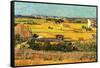 Harvest at La Crau with Montmajour in the Background-Vincent van Gogh-Framed Stretched Canvas