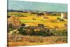 Harvest at La Crau with Montmajour in the Background-Vincent van Gogh-Stretched Canvas