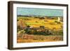 Harvest at La Crau with Montmajour in the Background-Vincent van Gogh-Framed Art Print