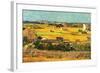 Harvest at La Crau with Montmajour in the Background-Vincent van Gogh-Framed Art Print