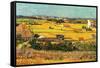 Harvest at La Crau with Montmajour in the Background-Vincent van Gogh-Framed Stretched Canvas