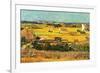 Harvest at La Crau with Montmajour in the Background-Vincent van Gogh-Framed Art Print