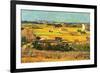 Harvest at La Crau with Montmajour in the Background-Vincent van Gogh-Framed Art Print