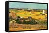 Harvest At La Crau with Montmajour In The Background-Vincent van Gogh-Framed Stretched Canvas