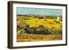 Harvest At La Crau with Montmajour In The Background-Vincent van Gogh-Framed Premium Giclee Print