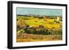 Harvest At La Crau with Montmajour In The Background-Vincent van Gogh-Framed Premium Giclee Print