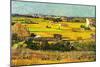 Harvest At La Crau with Montmajour In The Background-Vincent van Gogh-Mounted Premium Giclee Print