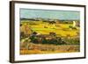 Harvest At La Crau with Montmajour In The Background-Vincent van Gogh-Framed Art Print