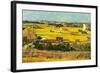 Harvest At La Crau with Montmajour In The Background-Vincent van Gogh-Framed Art Print