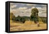 Harvest at Montfoucault-Camille Pissarro-Framed Stretched Canvas