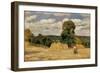 Harvest at Montfoucault-Camille Pissarro-Framed Art Print