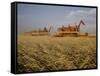 Harvest Story: Combines Harvest Wheat at Ranch in Texas-Ralph Crane-Framed Stretched Canvas