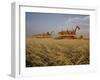 Harvest Story: Combines Harvest Wheat at Ranch in Texas-Ralph Crane-Framed Premium Photographic Print