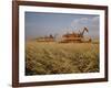 Harvest Story: Combines Harvest Wheat at Ranch in Texas-Ralph Crane-Framed Photographic Print